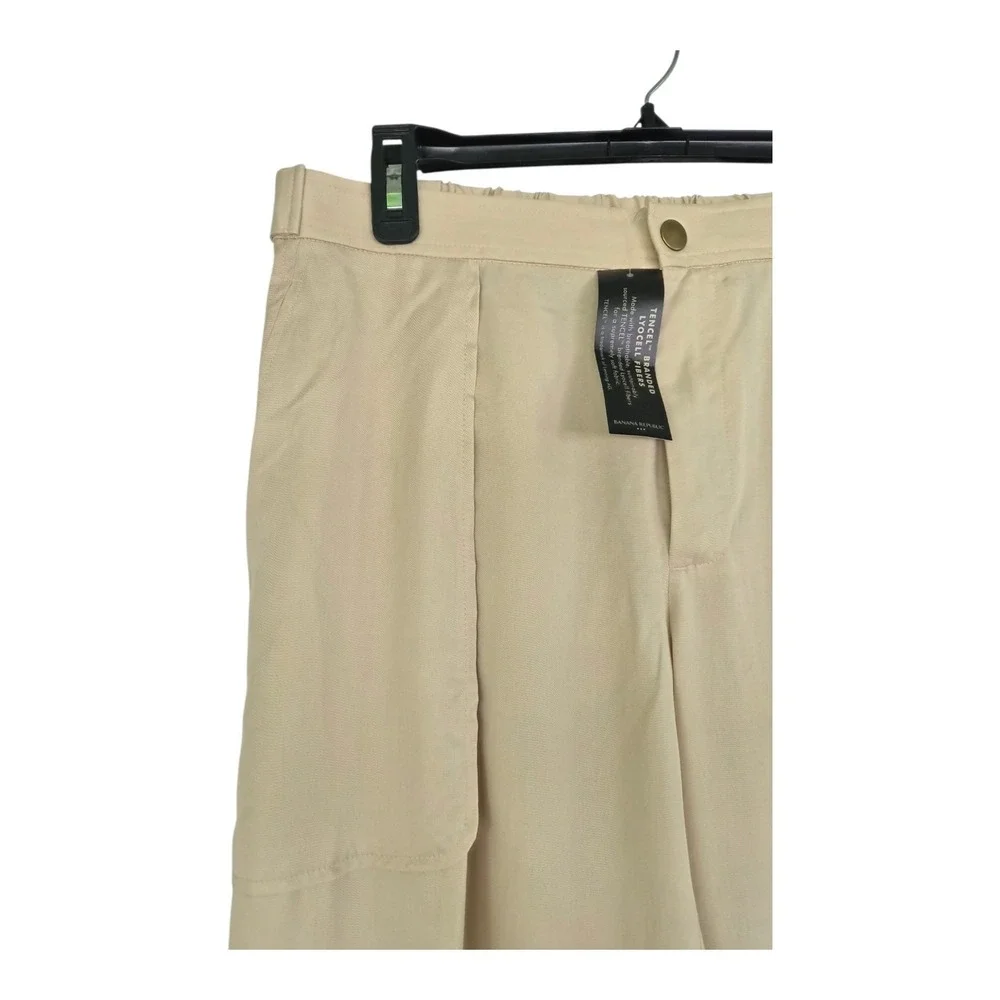 NWT Banana Republic TENCEL Lyocell Wide Leg Pants Oyster Pearl Beige Medium